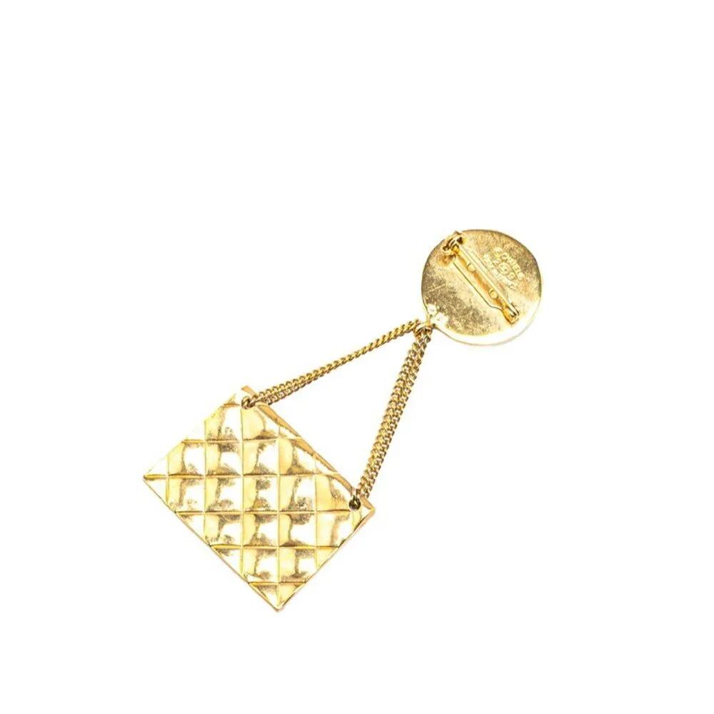 CHANEL Authentic Vintage Gold Logo Brooch - Picture 2 of 3